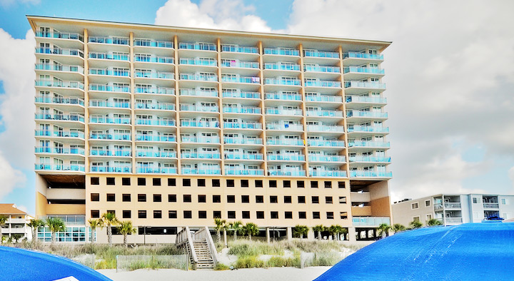 View of Atlantic Breeze Ocean Resort from the beach.