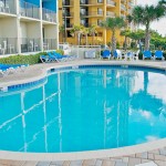 The view of our outdoor pool.