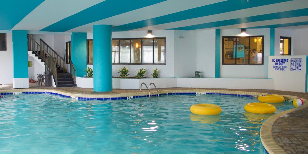 Renovated indoor pool at The Patricia Grand in Myrtle Beach, SC
